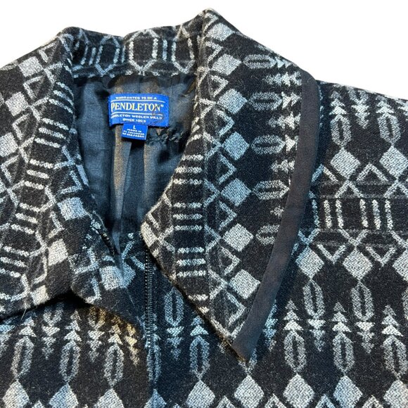 Women's Pendleton 100% Wool Jacquard Pattern Zipper Jacket Coat Blazer - Large - Picture 7 of 15